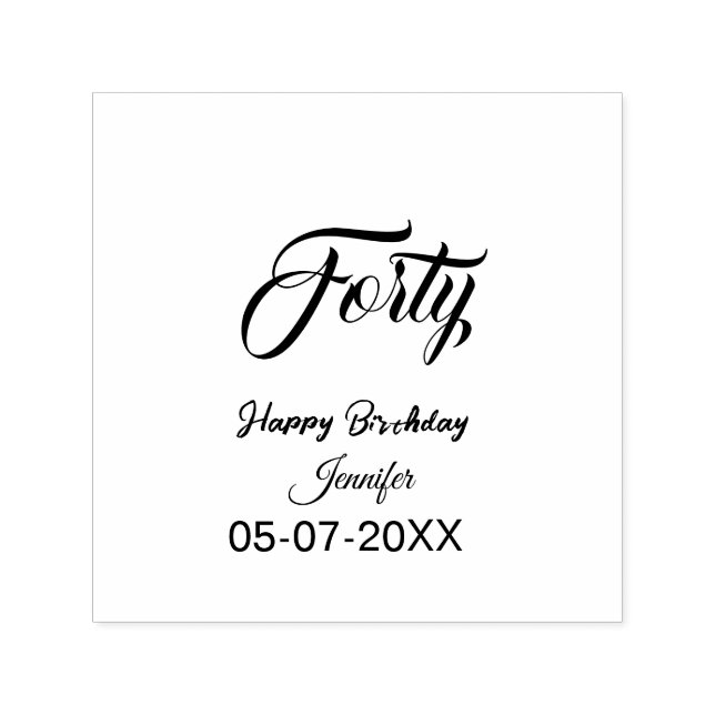 Sello Automático 40th forty letterbirthday add name date year gray  (Diseño)