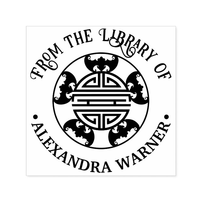 Sello Automático 5 Bendiciones: Símbolo de Longevidad 5 Murciélagos (Diseño)