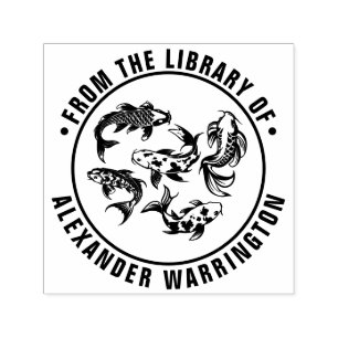 Sello Automático 5 peces koi Karp nombre del libro de la biblioteca