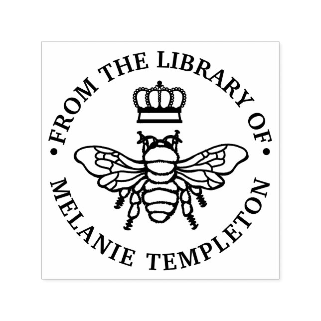 Sello Automático Abeja Reina Con Corona “De la biblioteca de” Nombr (Diseño)