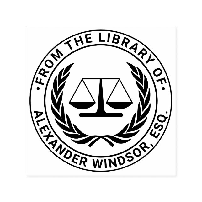 Sello Automático Abogado balanzas de justicia #4 Libro de bibliotec (Diseño)