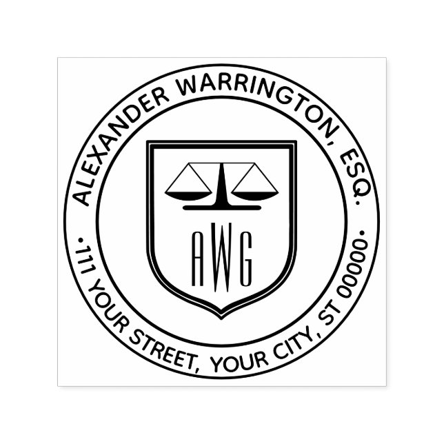 Sello Automático Abogado Escala Justicia #3NS Dirección Nombre Escu (Diseño)