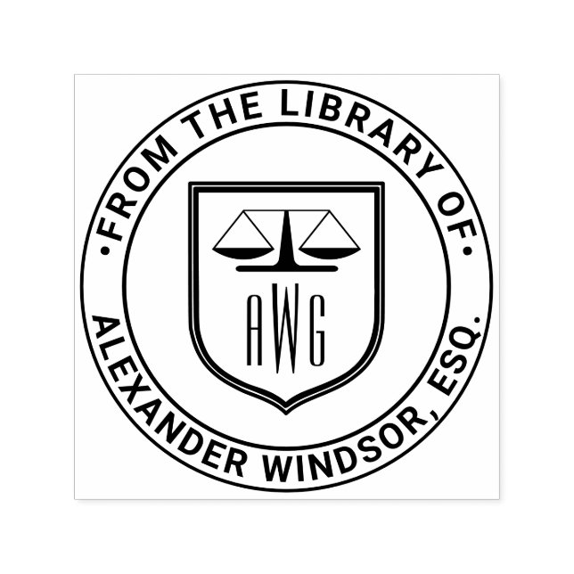 Sello Automático Abogado escala Justicia #3NS Libro de la Bibliotec (Diseño)