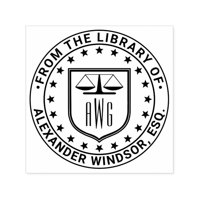 Sello Automático Abogado Escalas de Justicia #3 Libro de Biblioteca (Diseño)