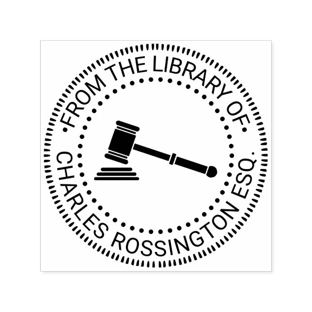Sello Automático Abogado Gavel Biblioteca Libro Nombre (Diseño)
