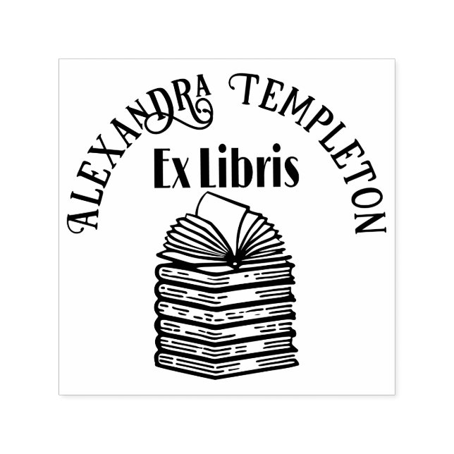 Sello Automático Abrir libro en la pila de libros R3 Nombre del lib (Diseño)