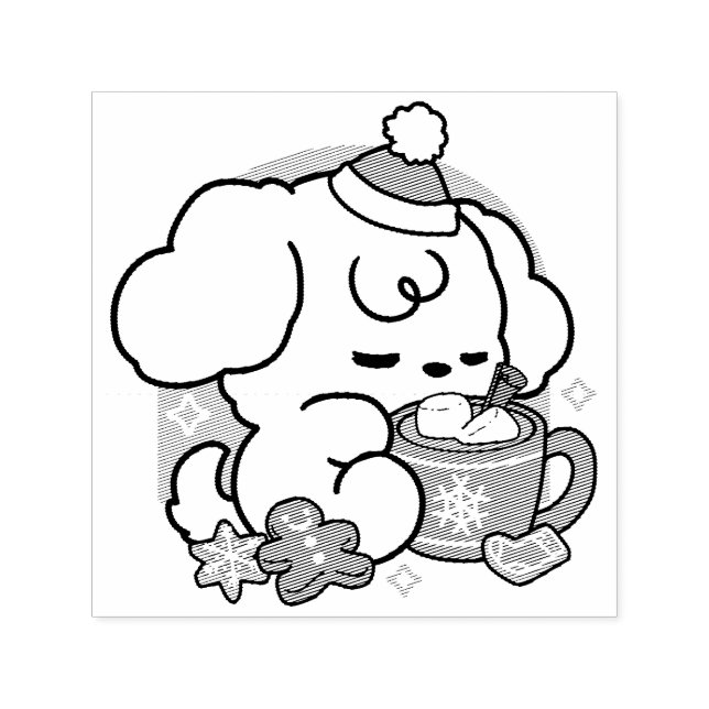 Sello Automático Acogedores sueños de cachorro - chocolate caliente (Diseño)