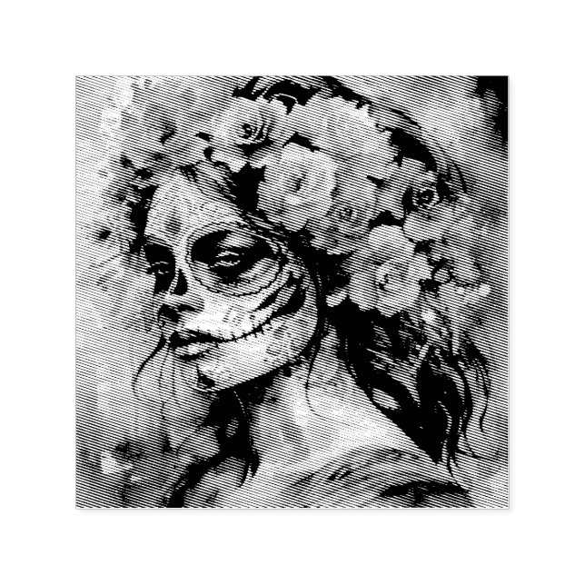 Sello Automático Acuarela vibrante Dia de los Muertos Catrina (Diseño)