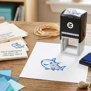 Sello Automático Adorable tiburón bebé Kawaii con pasteles de arcoí