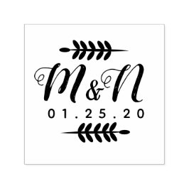 Sello Automático Adorno de rama de logotipo de boda Verde Adorno B