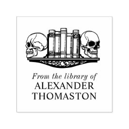 Sello Automático Adornos de cráneo góticos en una estantería de bib