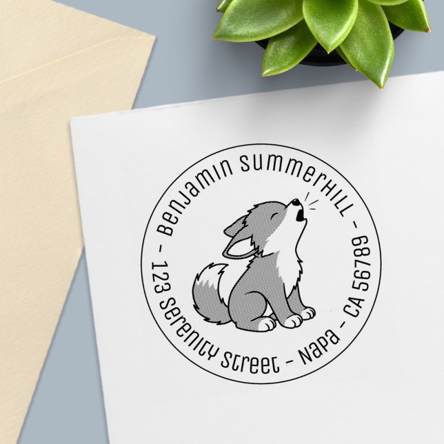 Sello Automático Afeitación de la dirección redonda Gray Wolf Pup (Subido por el creador)