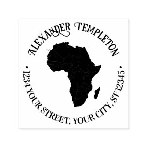 Sello Automático Africa Map Silhouette Round Name Return Address