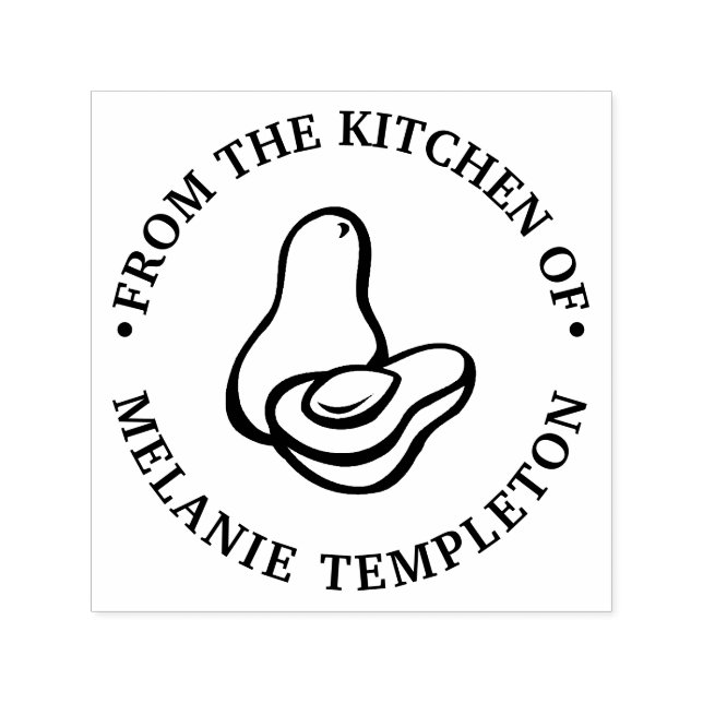 Sello Automático Aguacate #2 "Desde la cocina de" Nombre Monograma (Diseño)