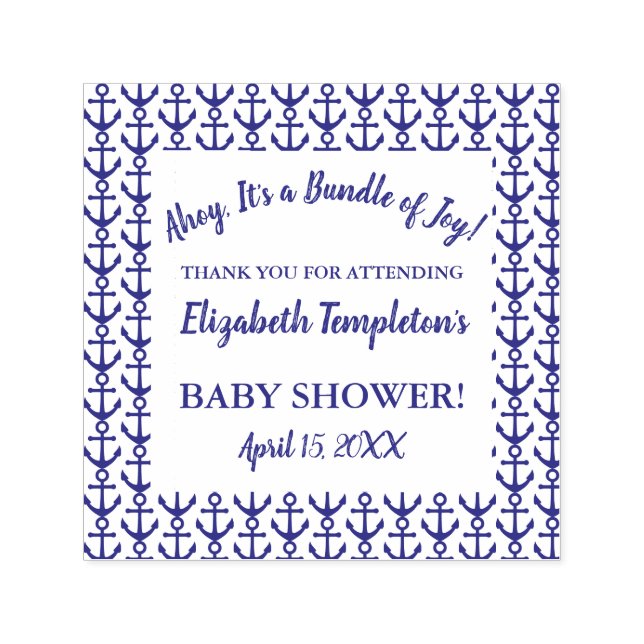 Sello Automático Ahoy Nautical Baby Shower Gracias Estampado (Diseño)