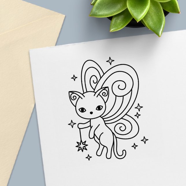 Sello Automático Alas de Hada de Gato Pixie Gatito (Subido por el creador)