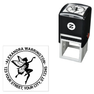 Sello Automático Alas de Mariposa Hada Bailarina Nombre Dirección d