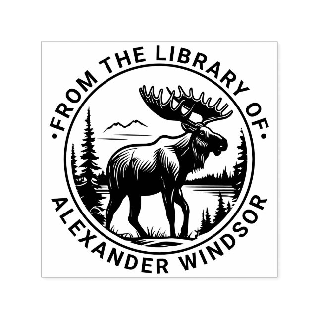 Sello Automático Alce en el nombre del libro de la biblioteca del p (Diseño)