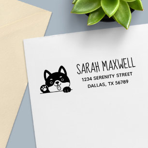 Sello Automático Alegre dirección del Mascota Husky Perro