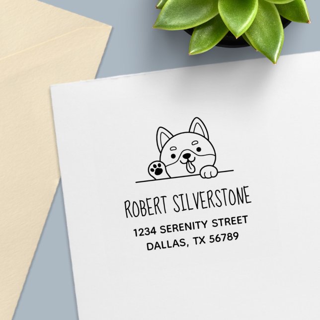 Sello Automático Alegre perro buscando por encima de la dirección (Subido por el creador)