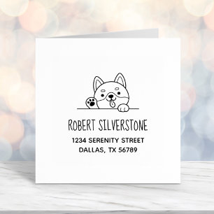 Sello Automático Alegre perro buscando por encima de la dirección