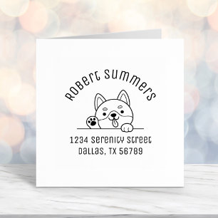 Sello Automático Alegre perro buscando por encima de la dirección d