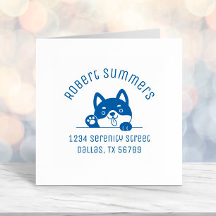 Sello Automático Alegre perro buscando por encima de la dirección d