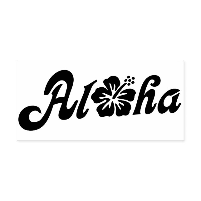 Sello Automático Aloha Hibiscus - diseño Hawaii sólido + tus ideas (Diseño)