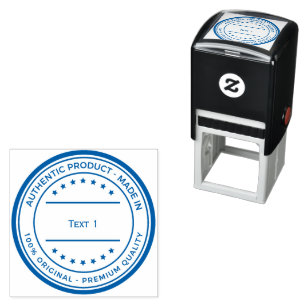 Sello Automático Alojamiento negro Texto 1 Impresión azul Impresión