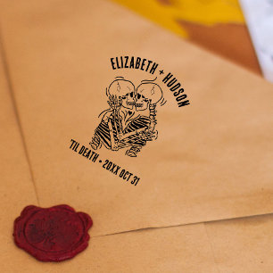 Sello Automático Amantes Skeletons Boda gótico favorece al partido