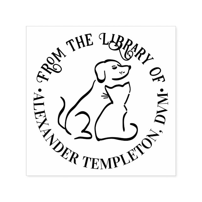 Sello Automático Amigos de perros y gatos #2 Nombre de libro de bib (Diseño)
