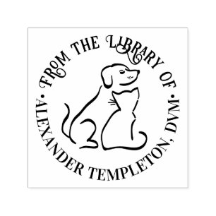 Sello Automático Amigos Perros y Gatos #2 Nombre de libro de biblio