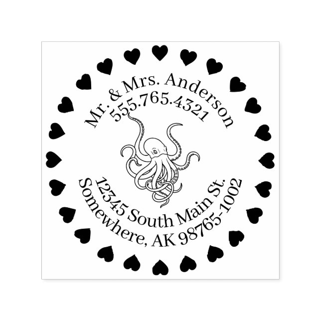 Sello Automático Amor al mar, contacto personal (Diseño)