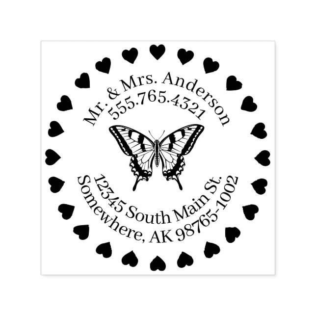 Sello Automático Amor por mariposas Contacto personal (Diseño)