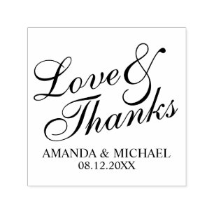 Sello Automático 'Amor y Gracias' Elegante Favor De La Boda