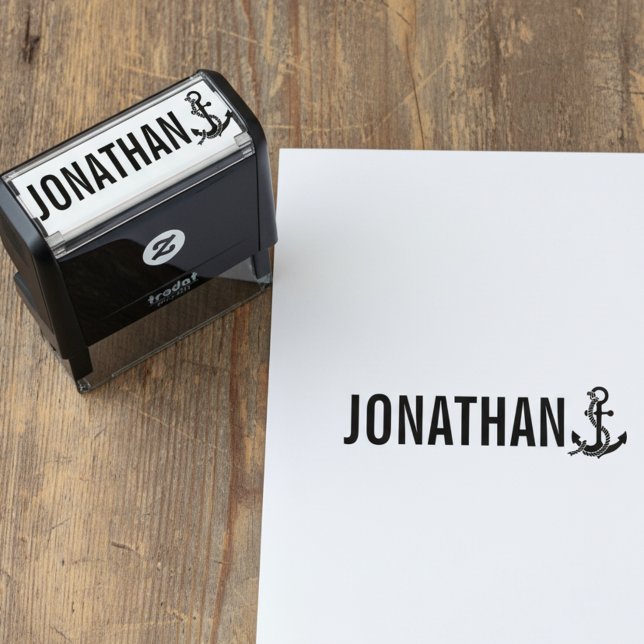Sello Automático Anchor with Name Signature Stamp (Elegant anchor signature stamp.)
