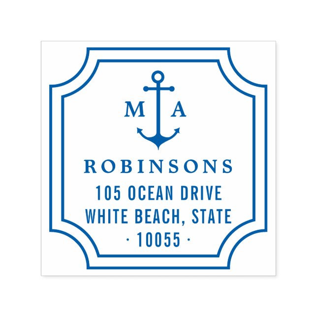 Sello Automático Anclas Náuticas Monogramas Dobles Dirección de Env (Diseño)