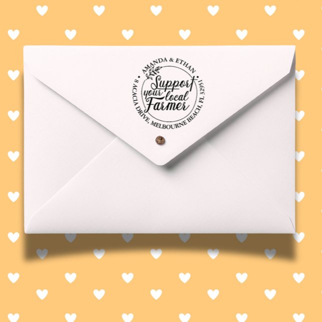 Sello Automático Apoyar su tema Farner local (Show your appreciation with the Support Your Local Farmer self-inking stamp.)