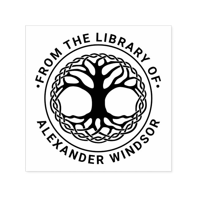 Sello Automático Árbol de la Vida Nudo Celta #2F Nombre del Libro d (Diseño)