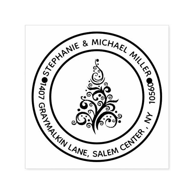 Sello Automático Árbol de Navidad de dirección de devolución Modern (Diseño)