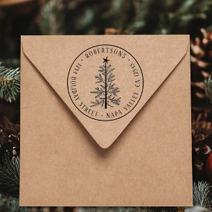 Sello Automático Árbol de Navidad de Pino Rústico Dirección de Devo