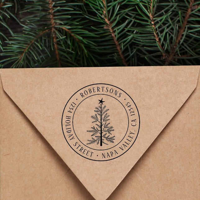 Sello Automático Árbol de Navidad de Pino Rústico Redondo de Direcc (Subido por el creador)