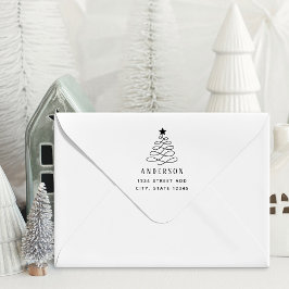 Sello Automático Árbol de Navidad moderno con apellido y dirección 