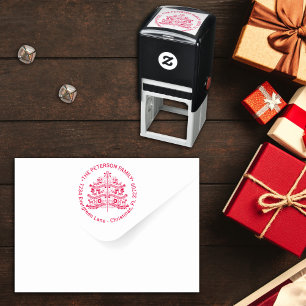 Sello Automático Árbol de Navidad Nórdico Escandinavo Rojo