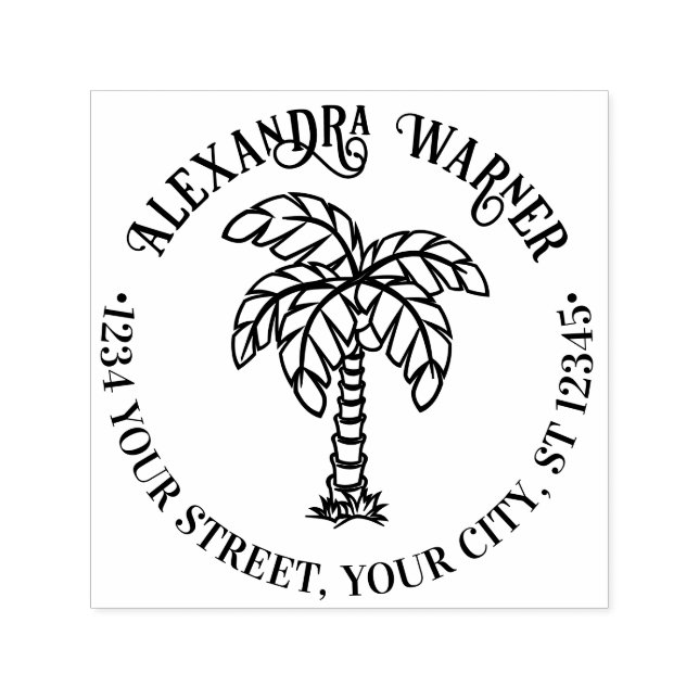 Sello Automático Árbol de palmas tropical #3 Dirección de devolució (Diseño)