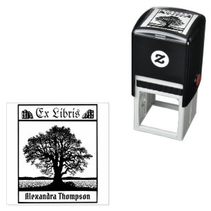 Sello Automático Árbol Desnudo Vintage en Invierno Ex Libris Nombre