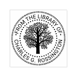 Sello Automático Árbol genealógico rústico con hojas Nombre del lib