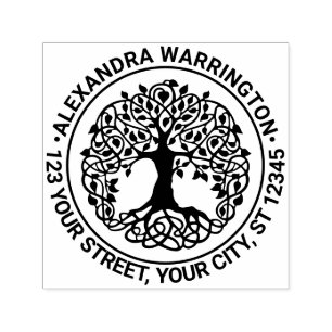 Sello Automático Árbol leafy con raíces dirección de retorno de nom