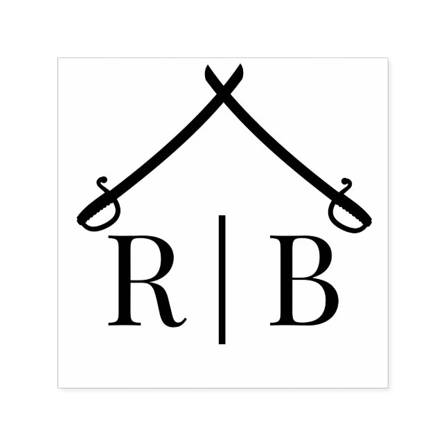 Sello Automático Arco de Sabers Boda Militar 2 Monograma inicial (Diseño)