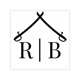 Sello Automático Arco de Sables Bodas Militares 2 Monograma Inicial